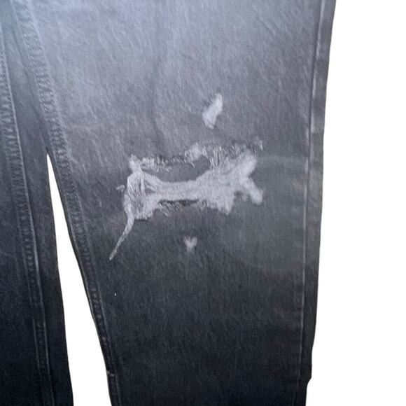 NWT ZARA Black Denim High Rise Ripped Distressed Wide Leg Full Length Jeans 2 - Picture 4 of 10